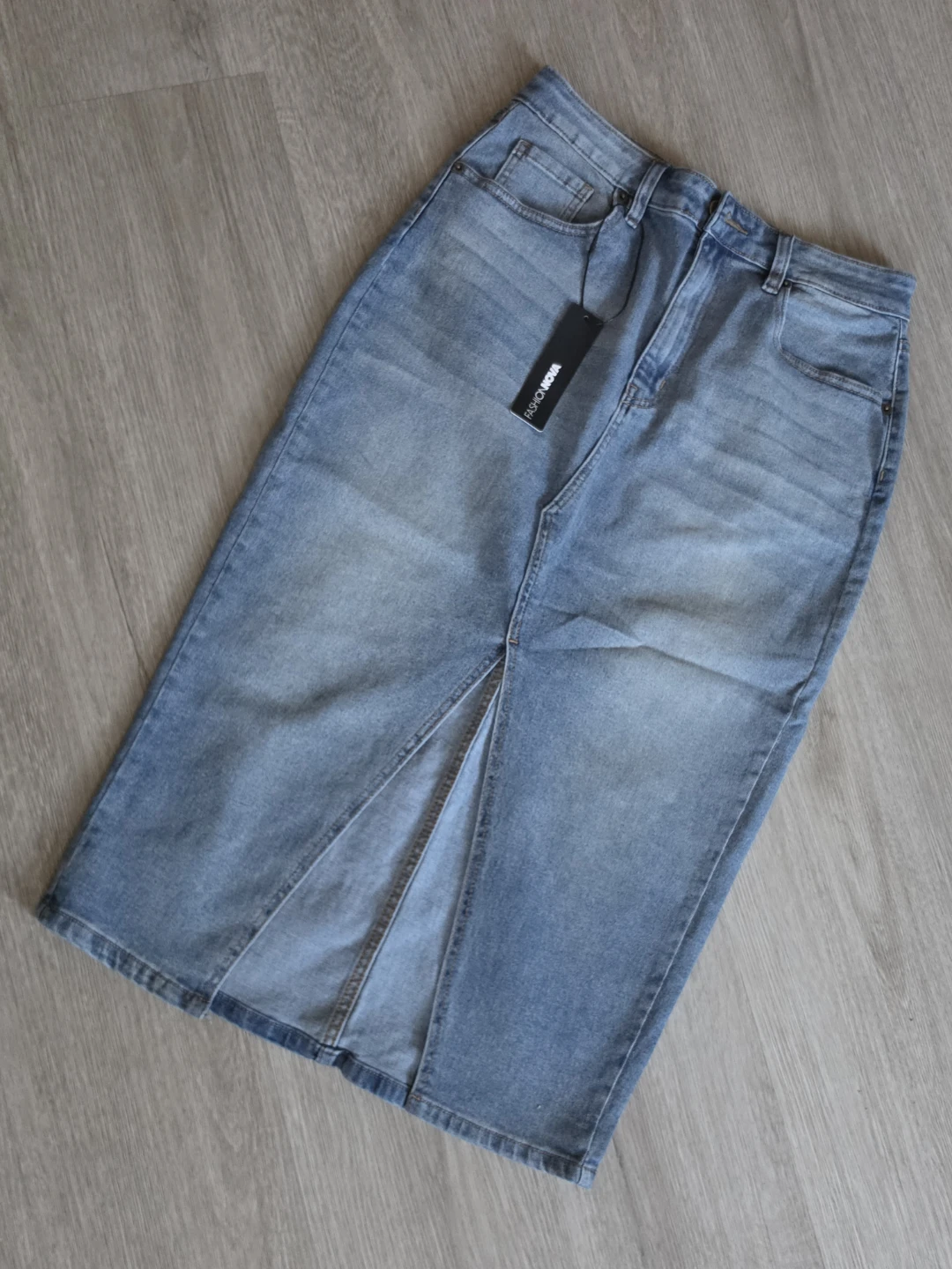 Fashion Nova Denim Midi Skirt (NEW)