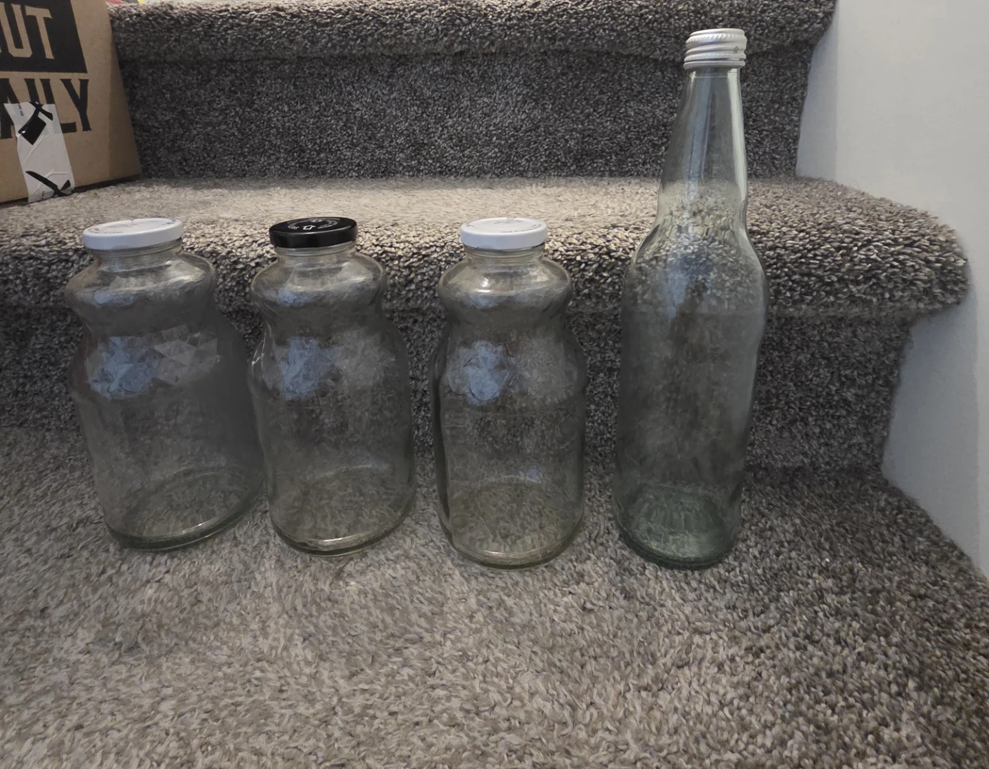 Set of 4 Empty Glass Jars and Bottle - photo 3
