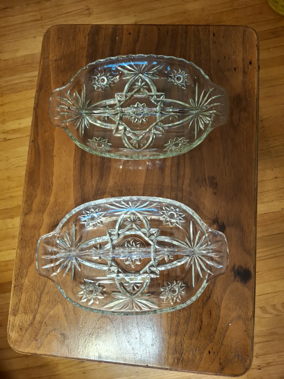 Set of two vintage glass serving dishes