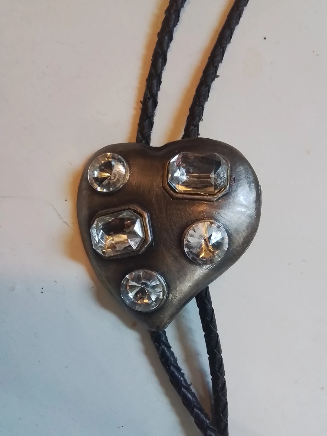 Heart Shaped Bolo Tie with Rhinestones - photo 2