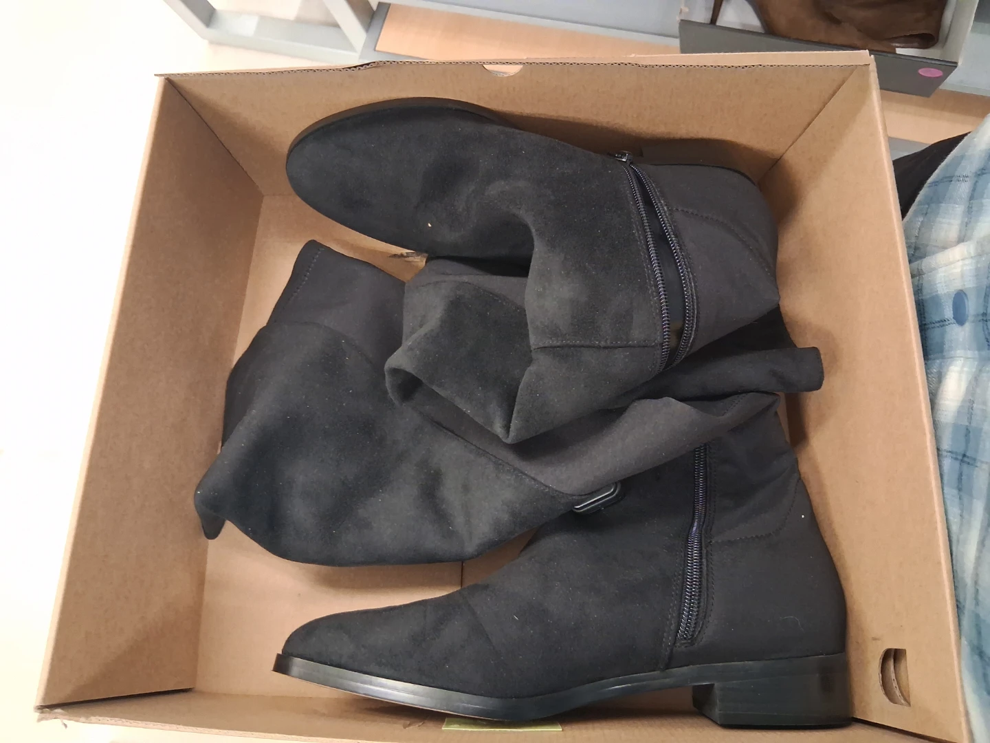 Black Suede Knee-High Boots