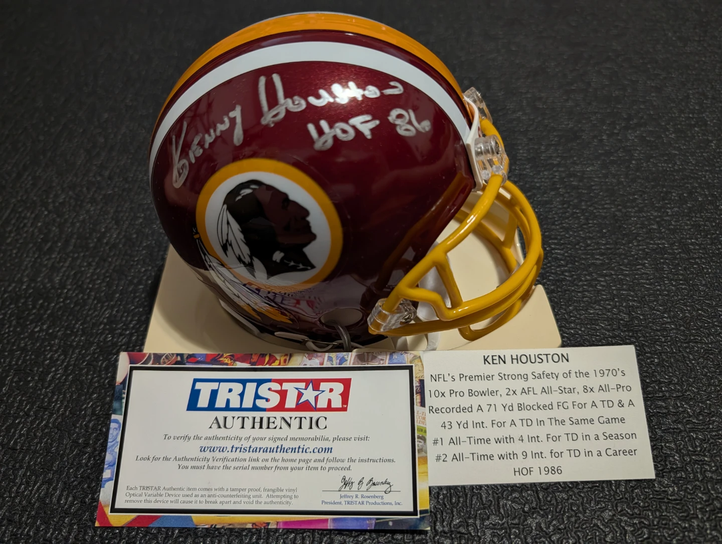 Riddell Washington Redskins Mini Helmet - Ken Houston Signed - photo 2