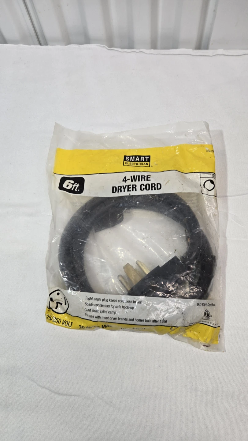 New Smart Electrician 6ft 4-Wire Dryer Cord