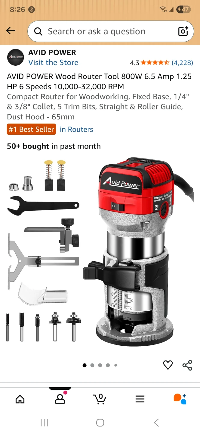 AVID POWER 800W Compact Wood Router Tool