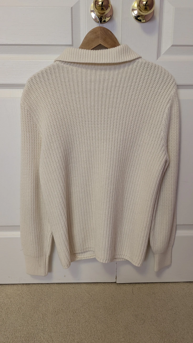 Cream Knit Collared Cardigan Sweater - photo 3