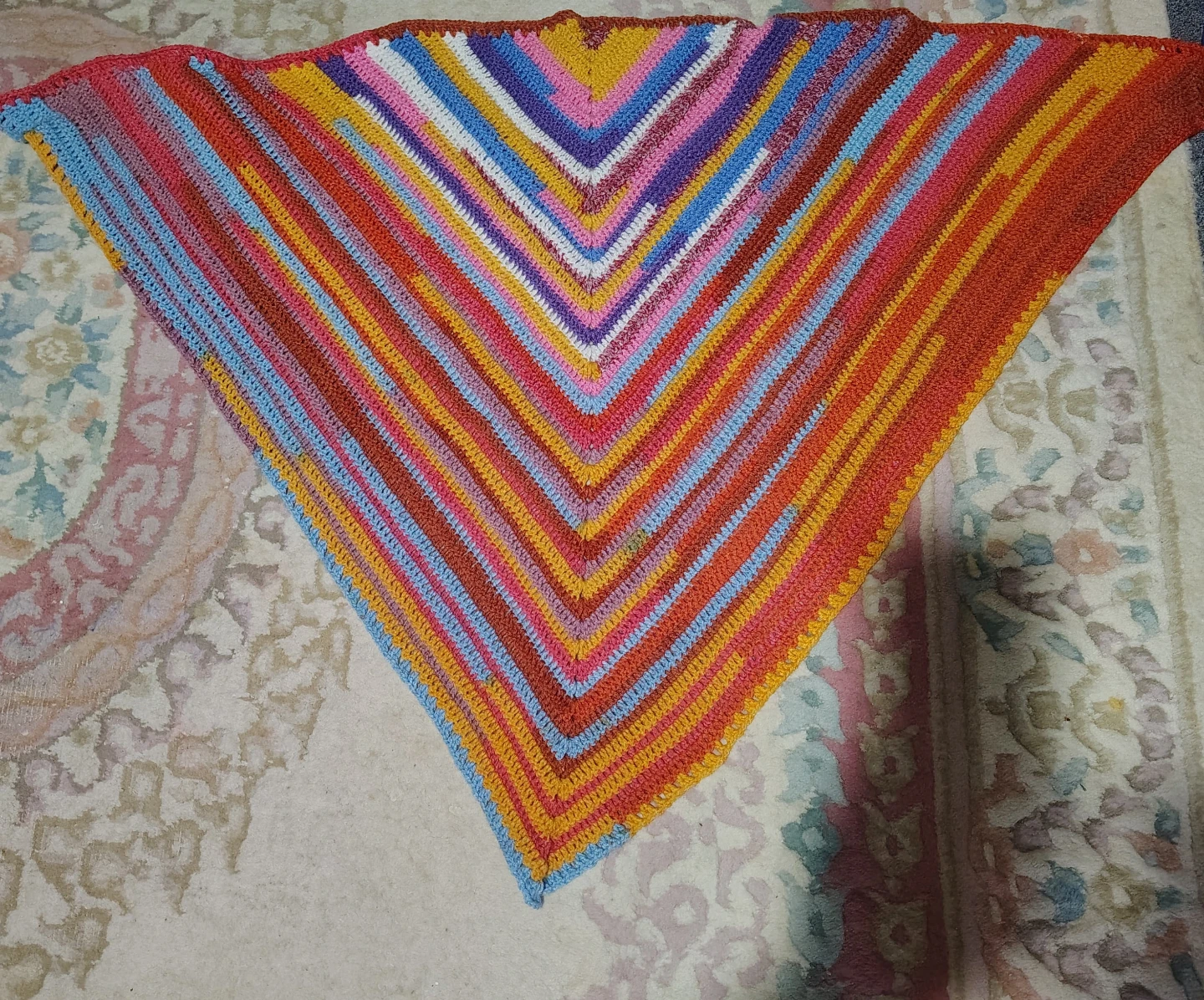 Handmade Multi-Coloured Crochet Shawl