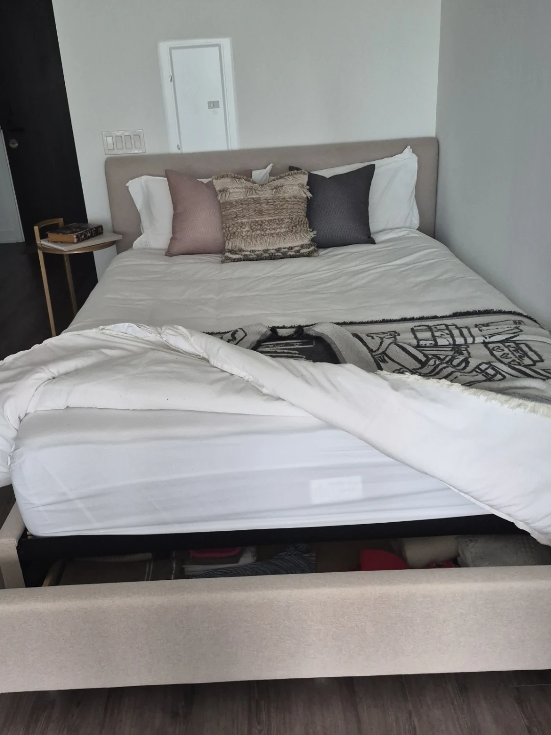 Silk & Snow Mattress + Upholstered Queen Bed Frame with Storage
