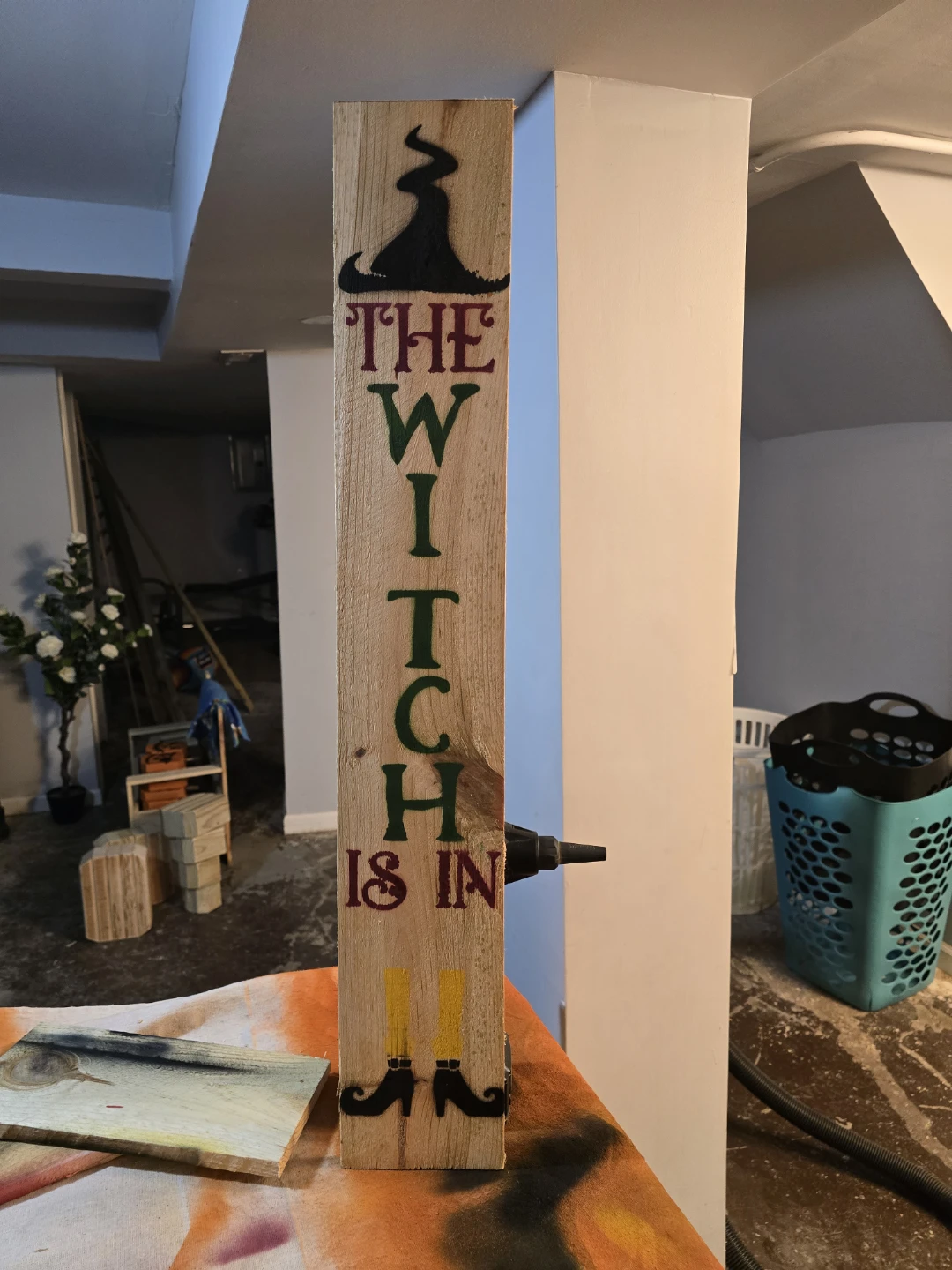 The Witch Is In Wooden Halloween Porch Sign