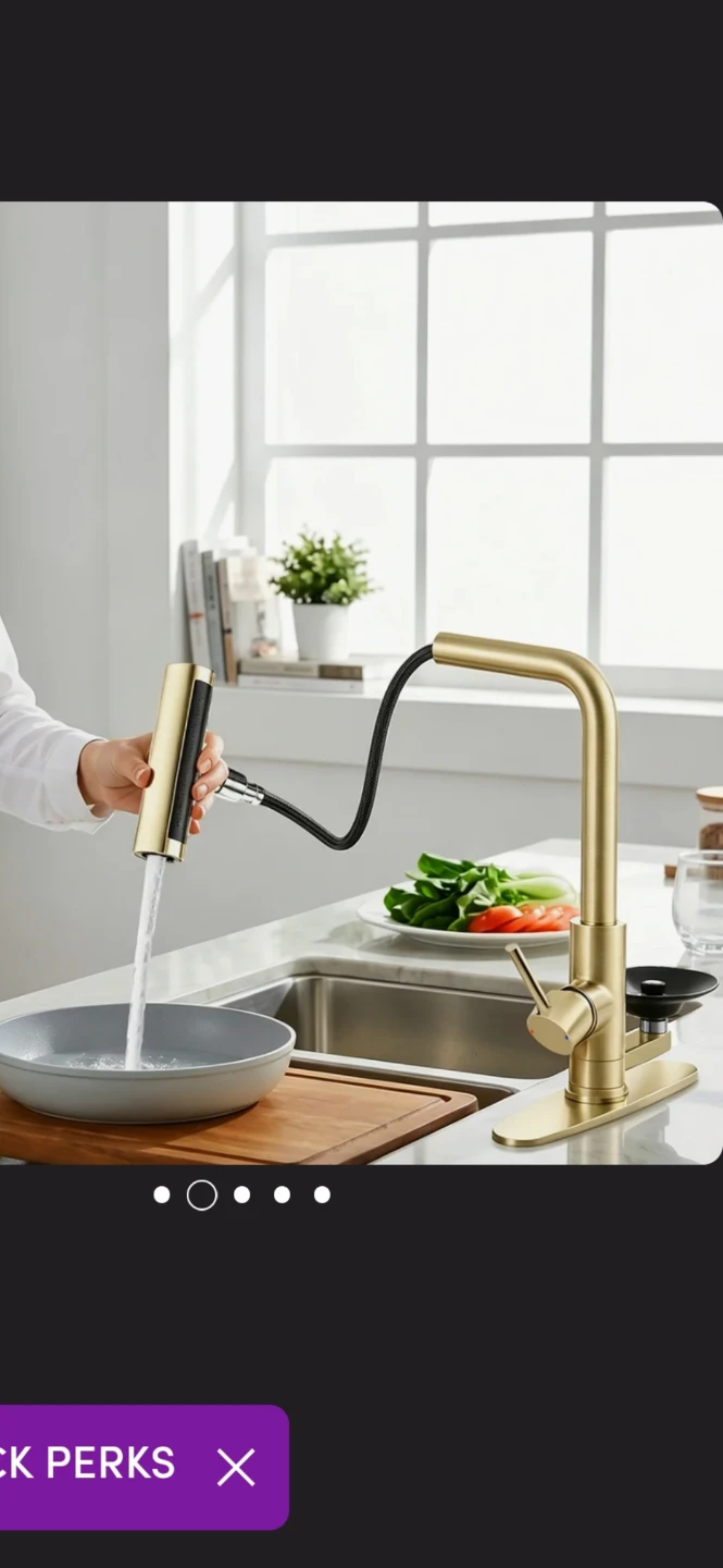 Brushed Gold Kitchen Pull-Out Faucet with Glass Rinser - photo 5