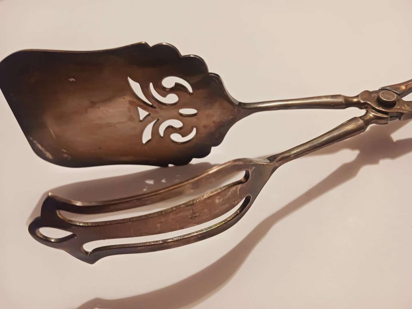 Antique Silver Cake Serving Tongs - photo 4