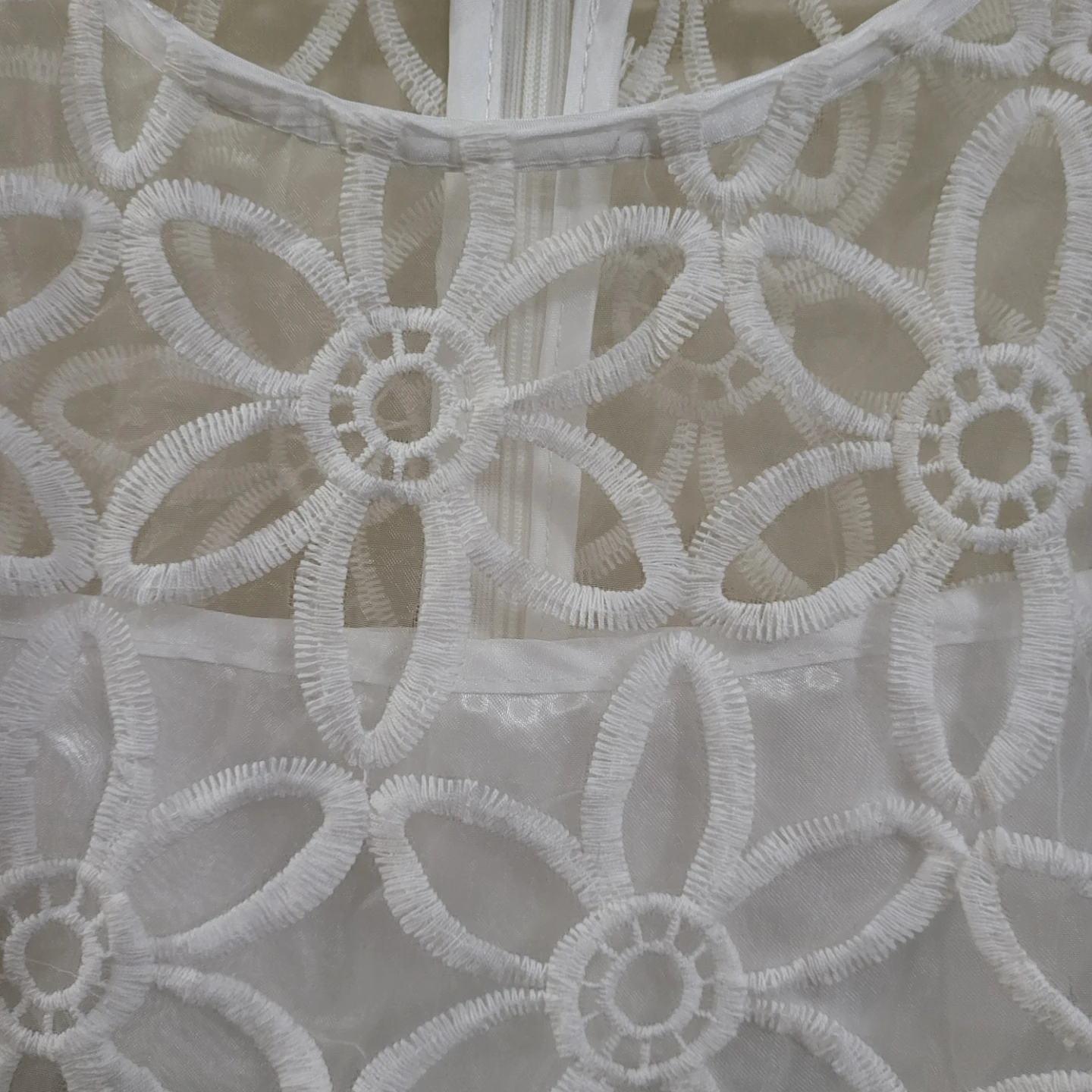 White Floral Lace Dress (Women's Size M) - Like New - photo 2
