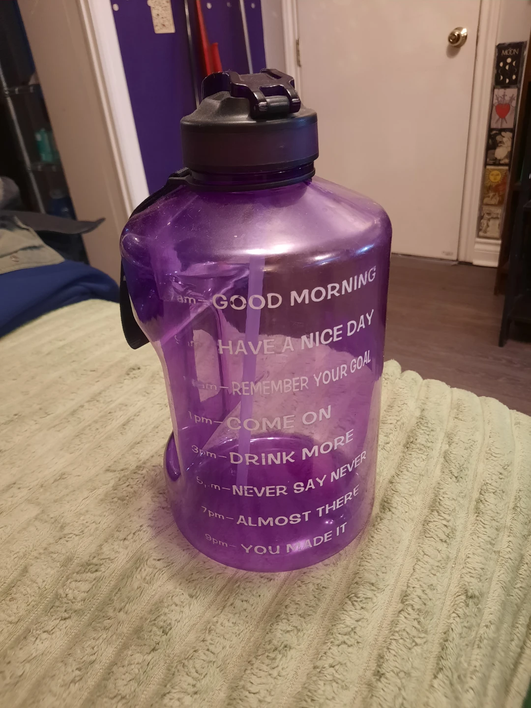 Large Purple Motivational Water Bottle