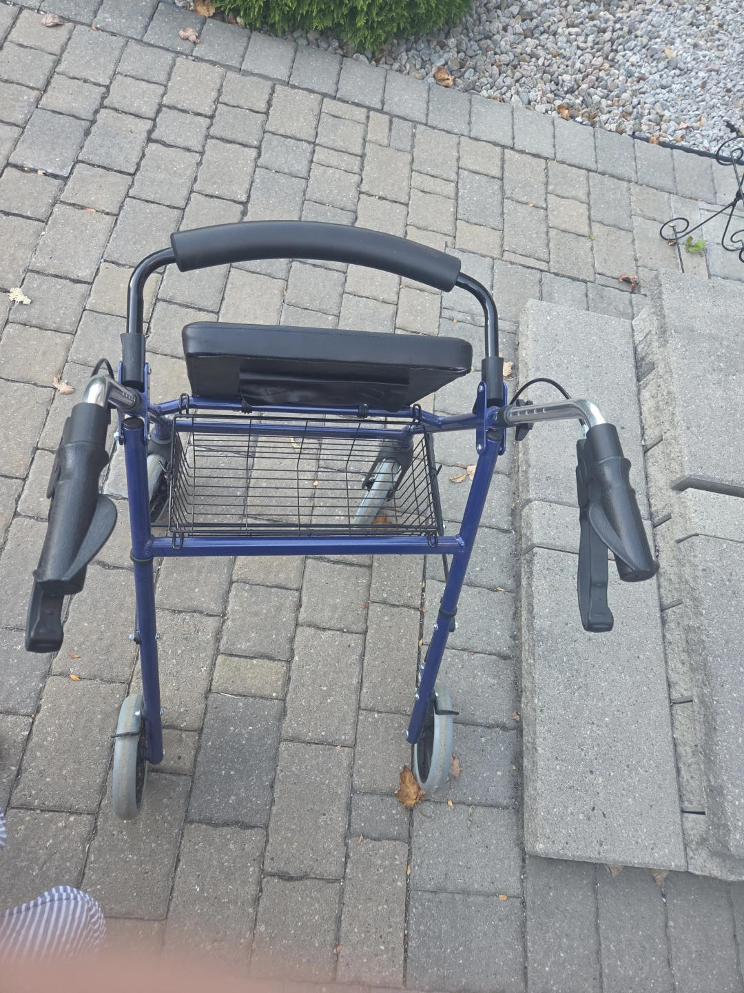 Blue Rolling Walker with Seat and Basket - photo 2