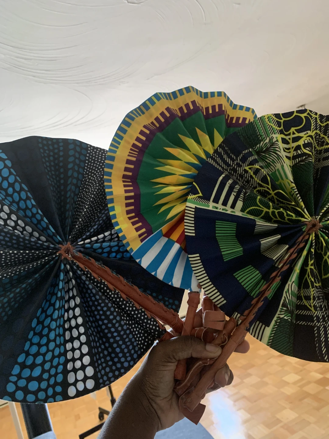 Set of 4 African Print Folding Hand Fans