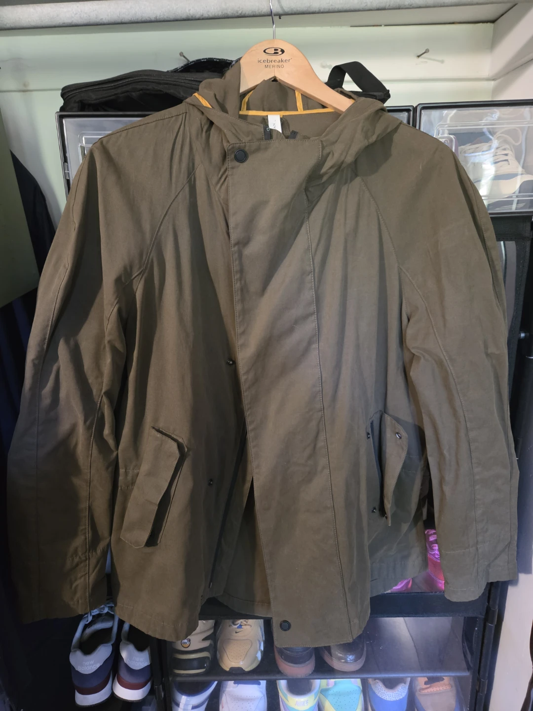 Zara Man Olive Green Hooded Jacket