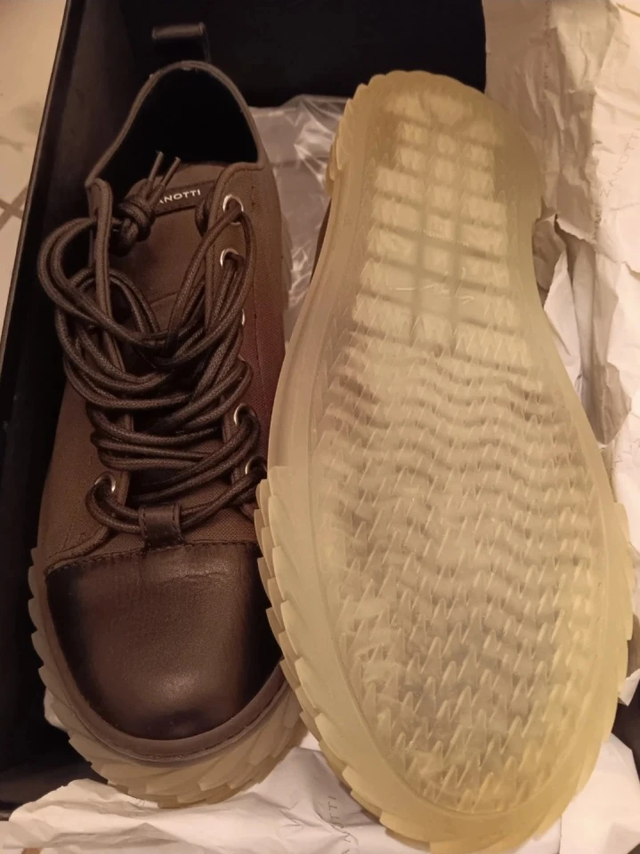9/42 Men Giuseppe Zanotti Brown & Black Low-Top Canvas Sneakers - photo 2