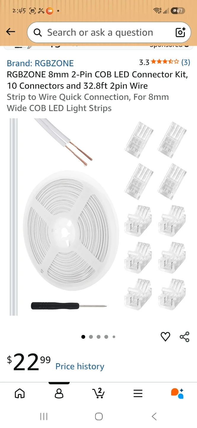 8mm 2-Pin COB LED Connector Kit