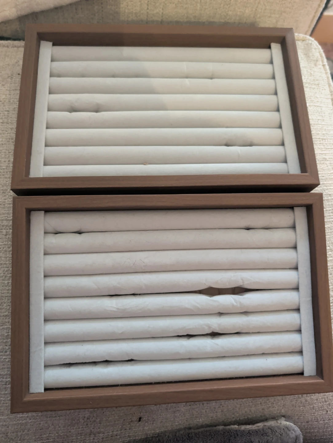 2 Wooden & Velvet Ring Trays