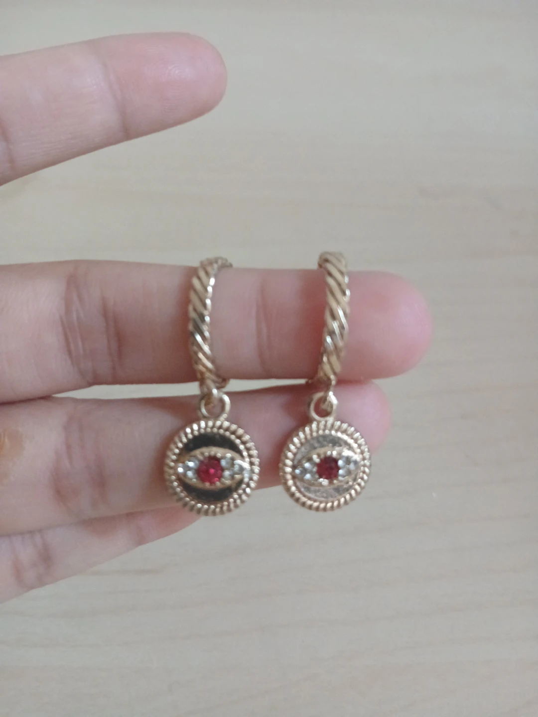 Gold-tone Evil Eye Hoop Earrings