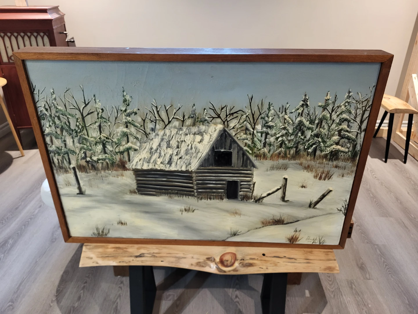 Original Painting "Winter Cabin" by B. Forsyth - 1975