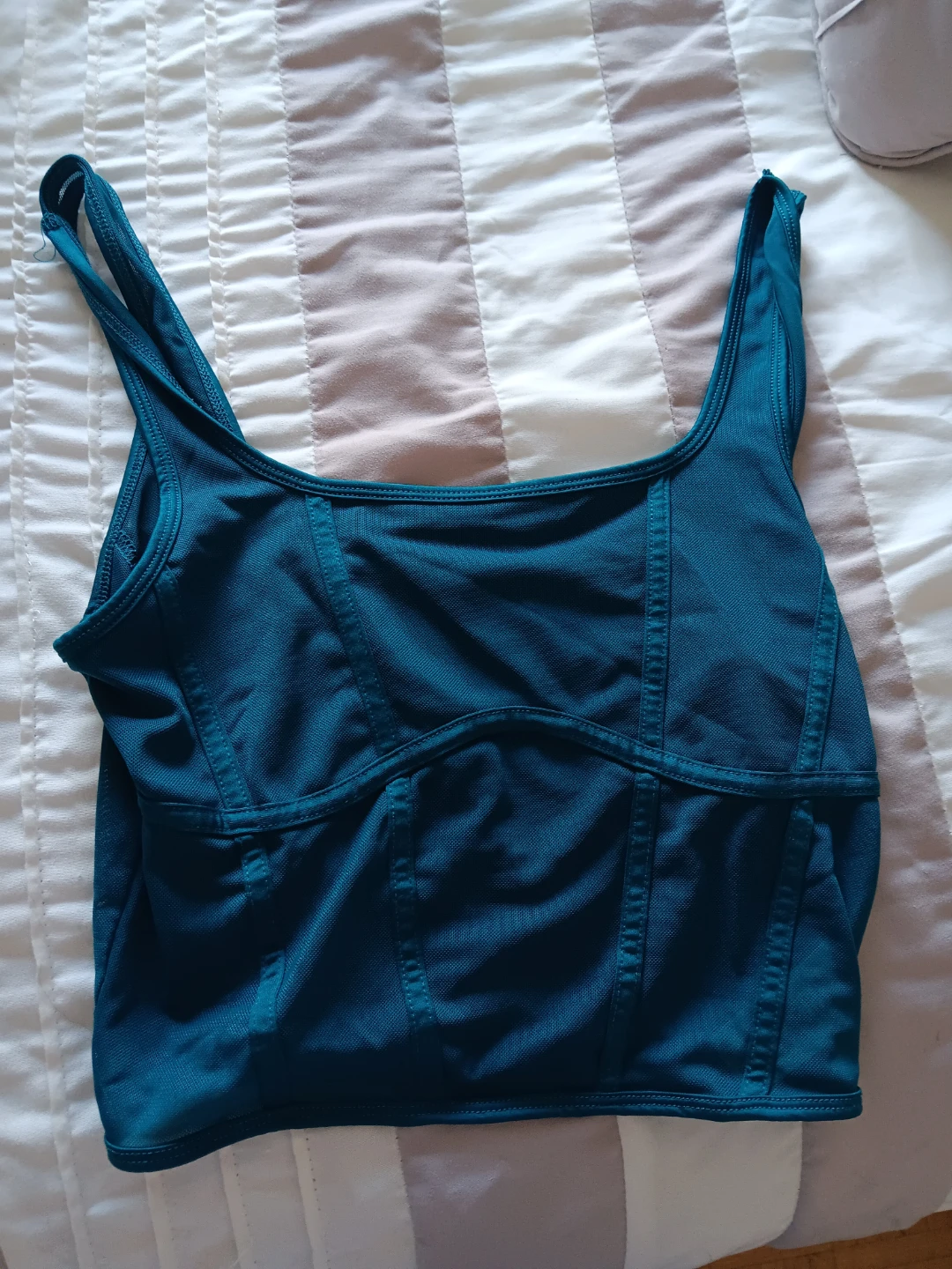 GARAGE - Teal Blue Corset-Style Tank Top