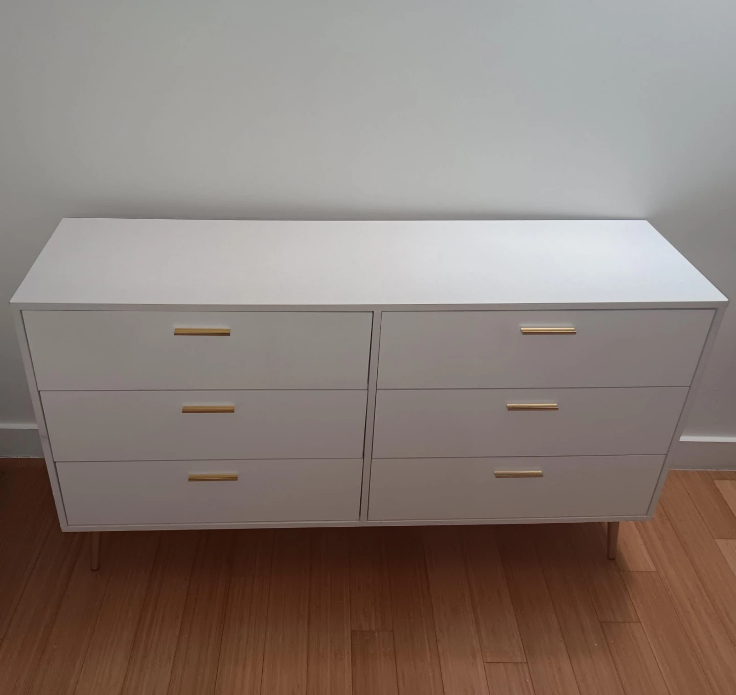 Modern White Dresser with Gold Tones ( Please Review Images)