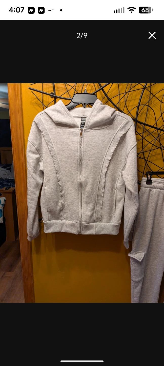 VOGO Heather Gray Zip-Up Hoodie and Cargo Jogger Sweatsuit - photo 2