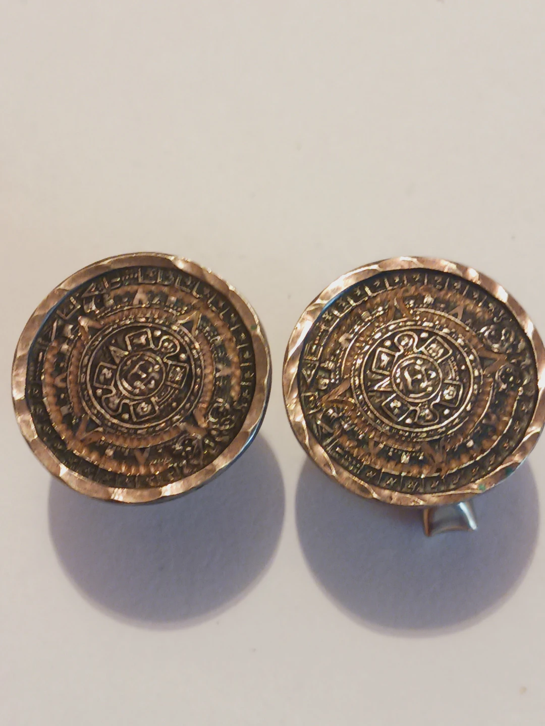 Sterling Silver 925 Aztec Mayan Calendar Design Cufflinks