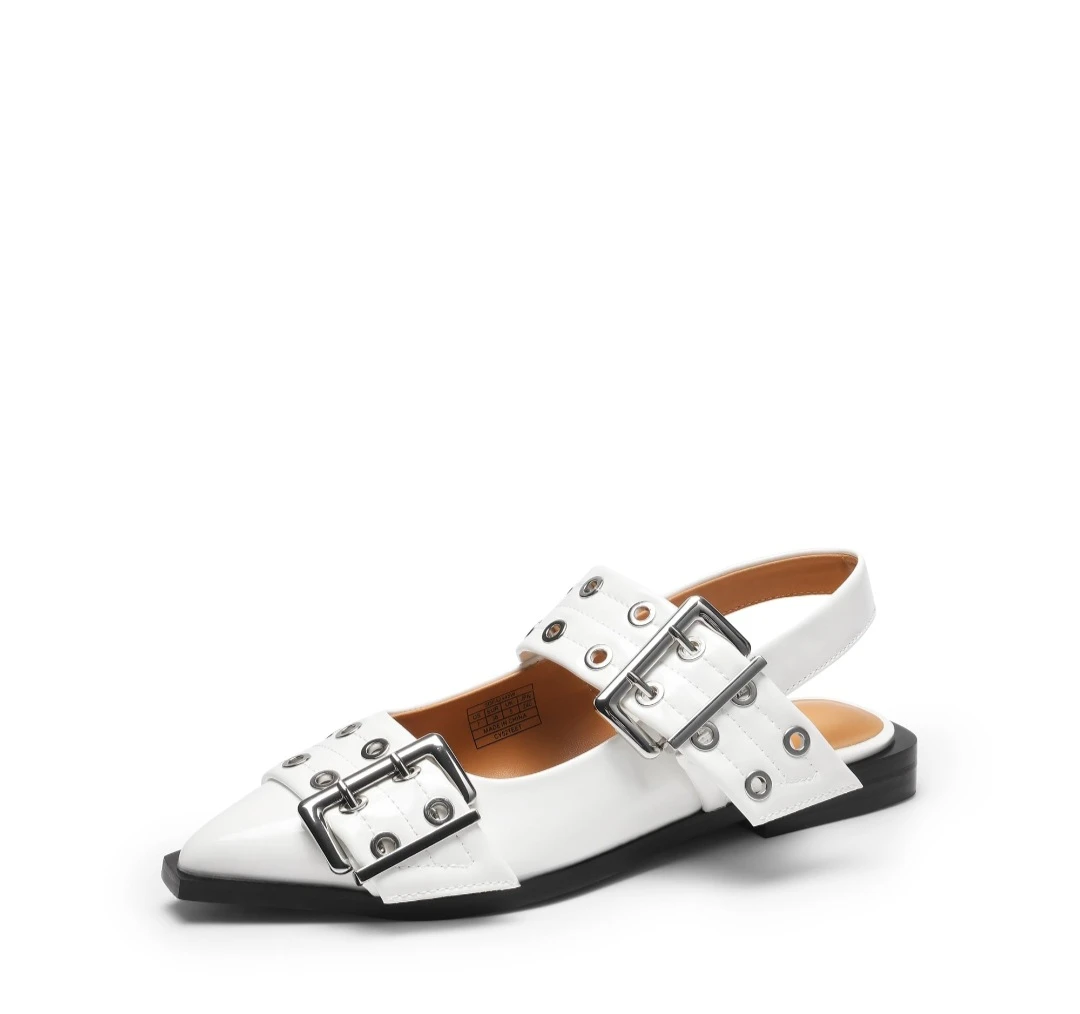 White Buckle Slingback Flats 🏈 - photo 4