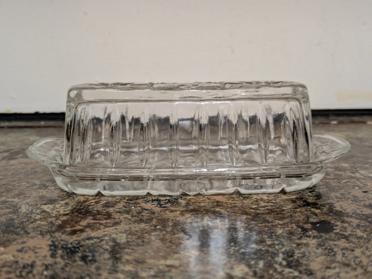 Vintage Pressed Glass Butter Dish