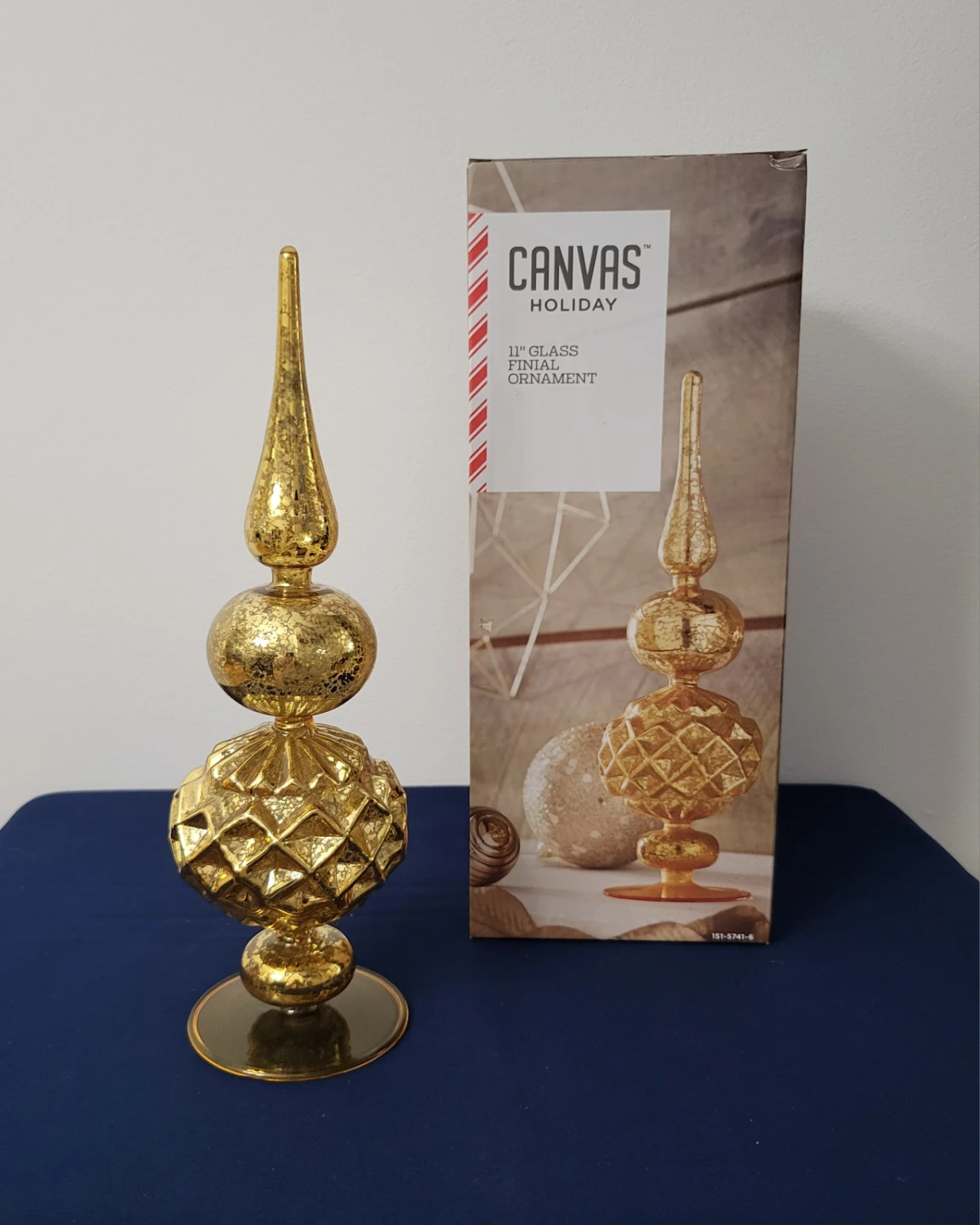 11" Gold Mercury Glass Holiday Finial