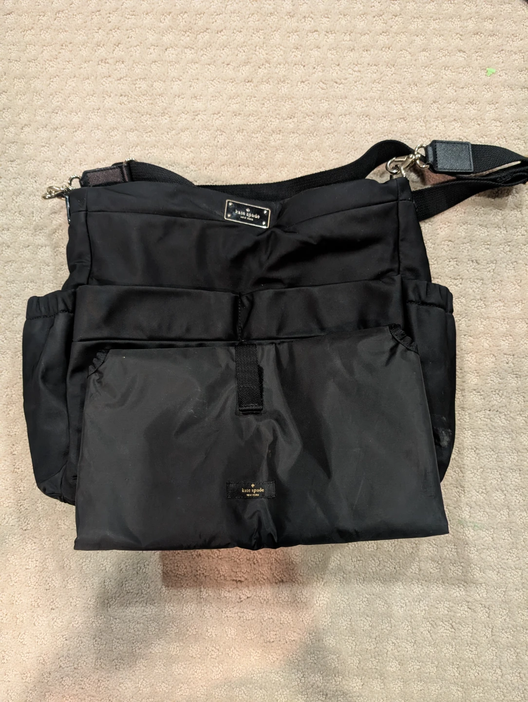 Kate Spade New York Black Diaper Bag + Changing Pad.