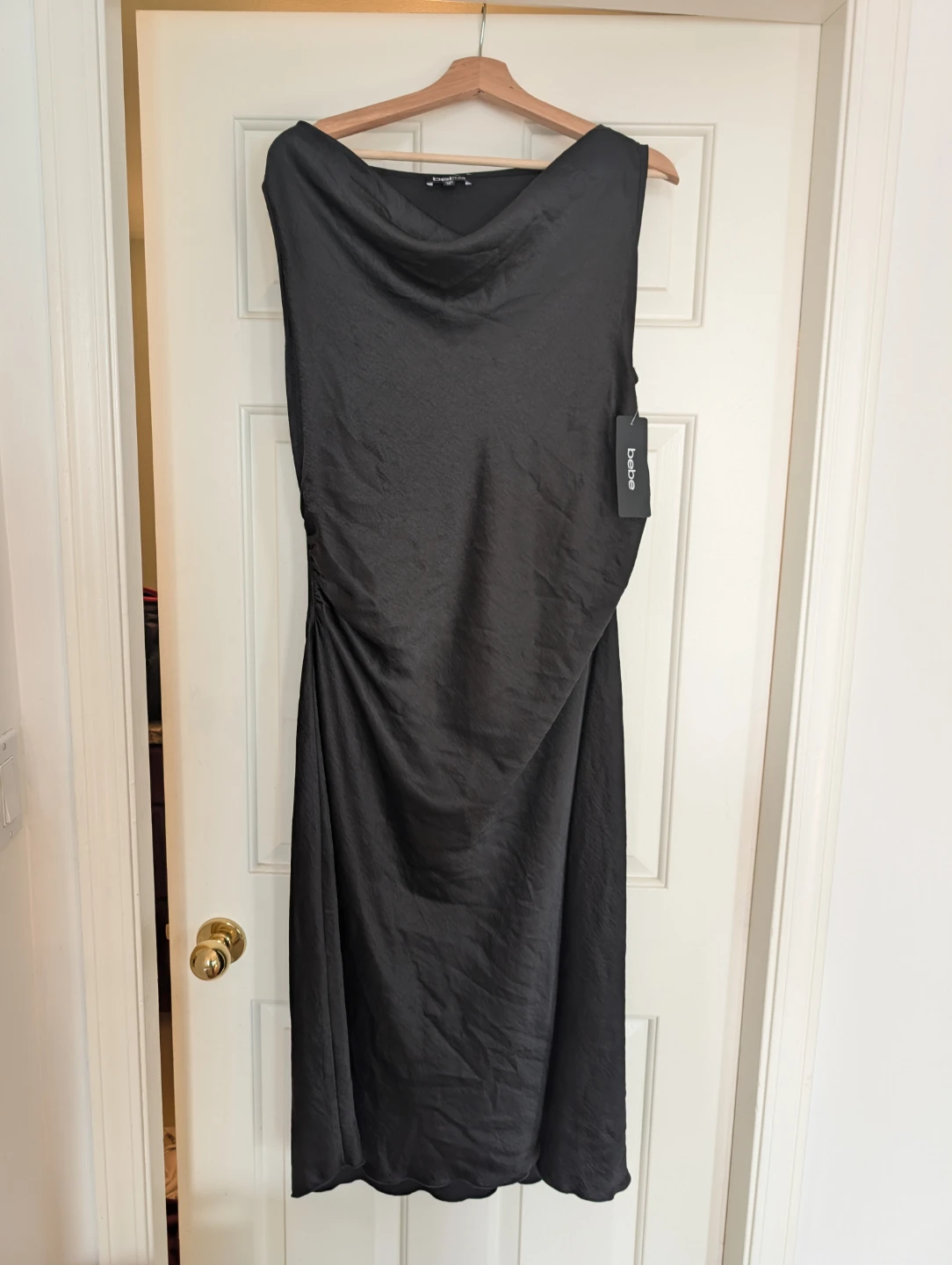 Bebe black cowl neck dress