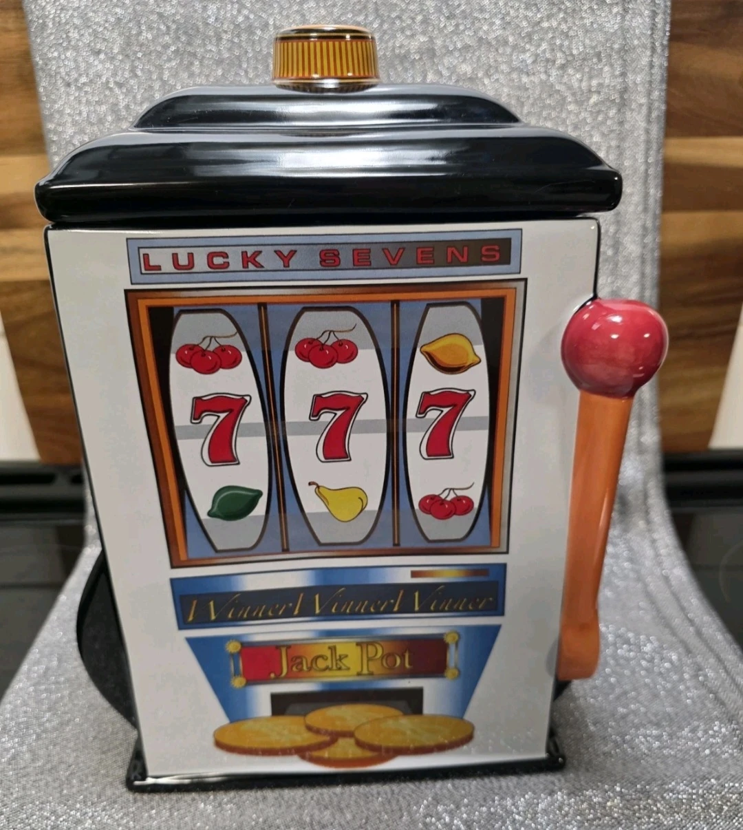 Lucky Sevens slot machine cookie jar