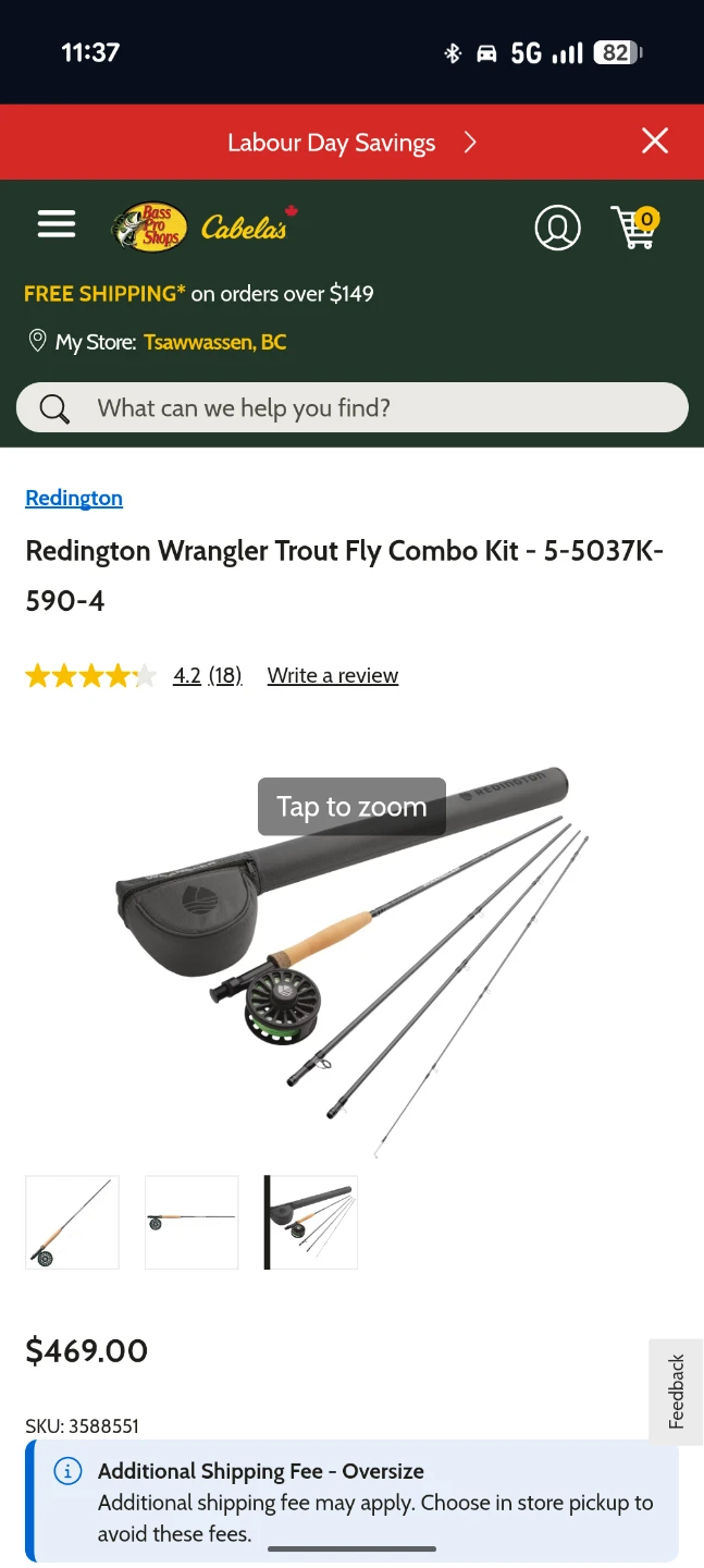 Redington Wrangler 9' fly fishing kit with case - photo 3