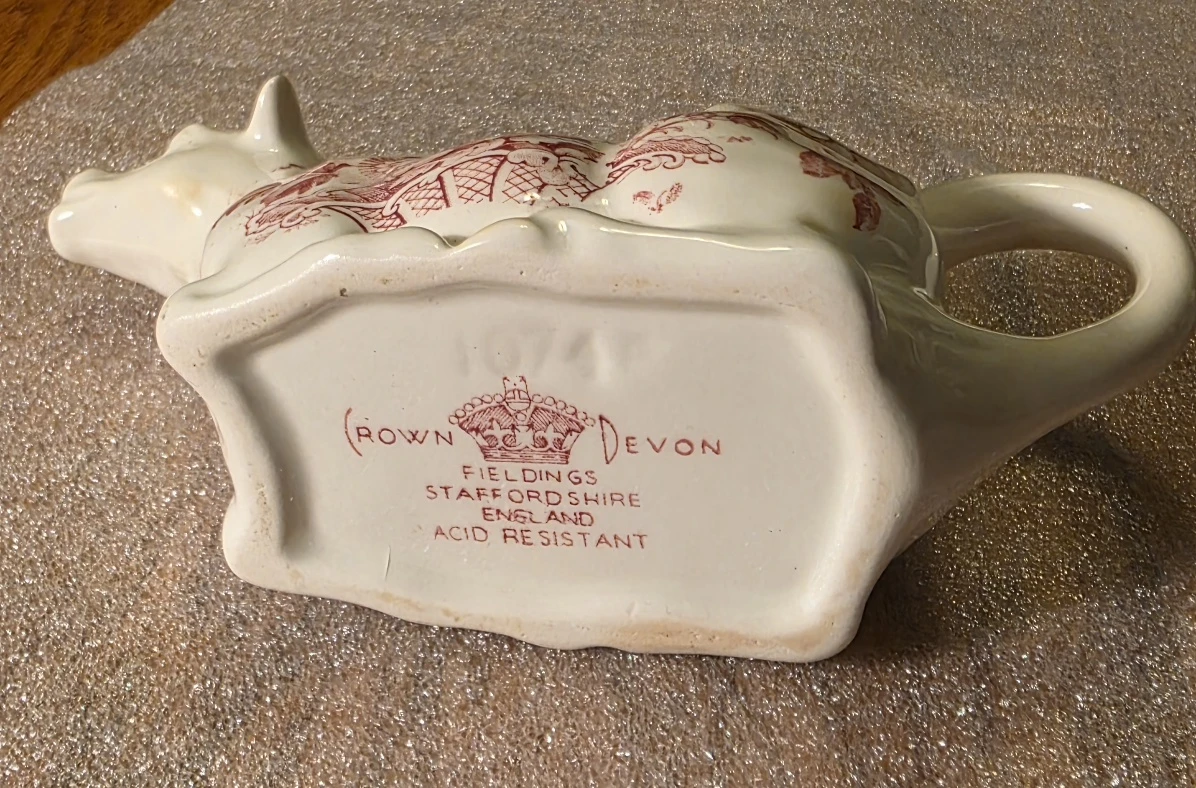 Crown Devon Staffordshire Cow Creamer - Red Floral Chintz Jug - photo 3