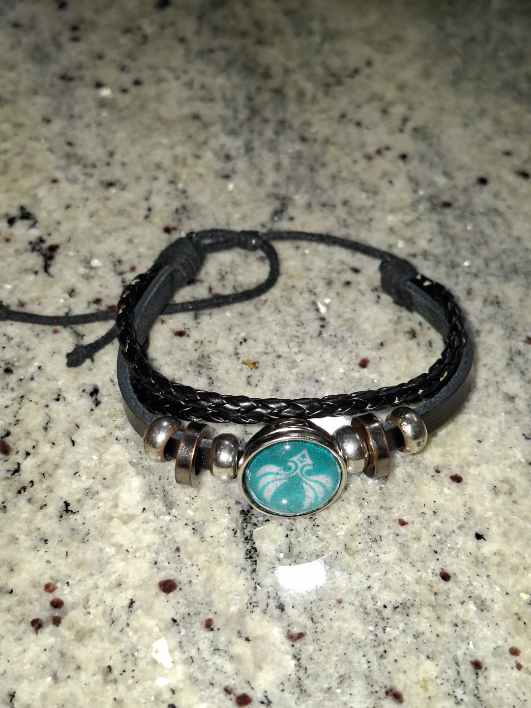 Black Woven Bracelet with Charm