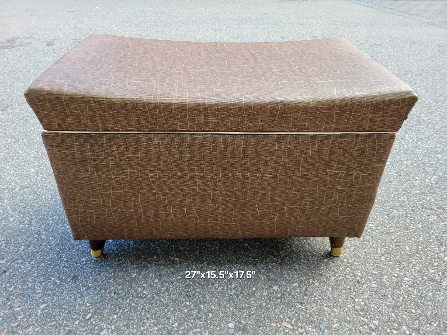 Vintage MCM Storage Ottoman / Footstool Bench – Brass Legs - photo 3