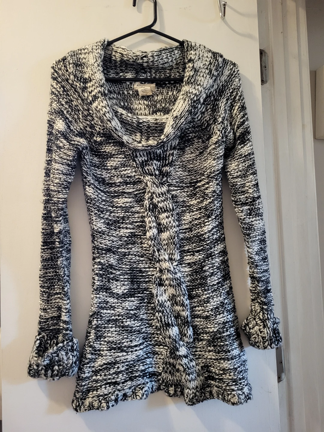 Allison Brittney Black and White Cowl Neck Sweater