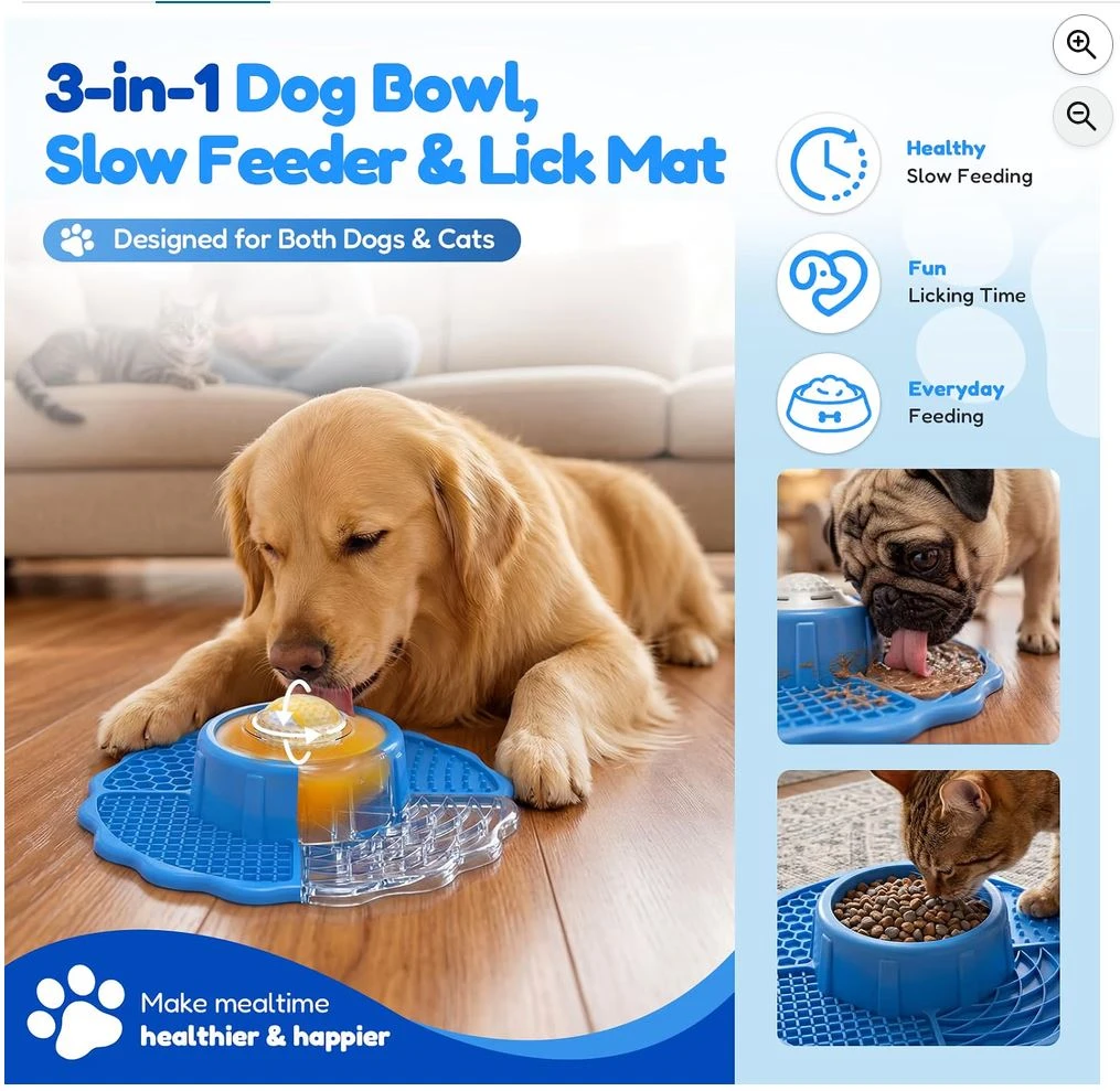 NEW Slow Feeder Dog Bowls with Lick Mat & Rolling Lick Ball - photo 3
