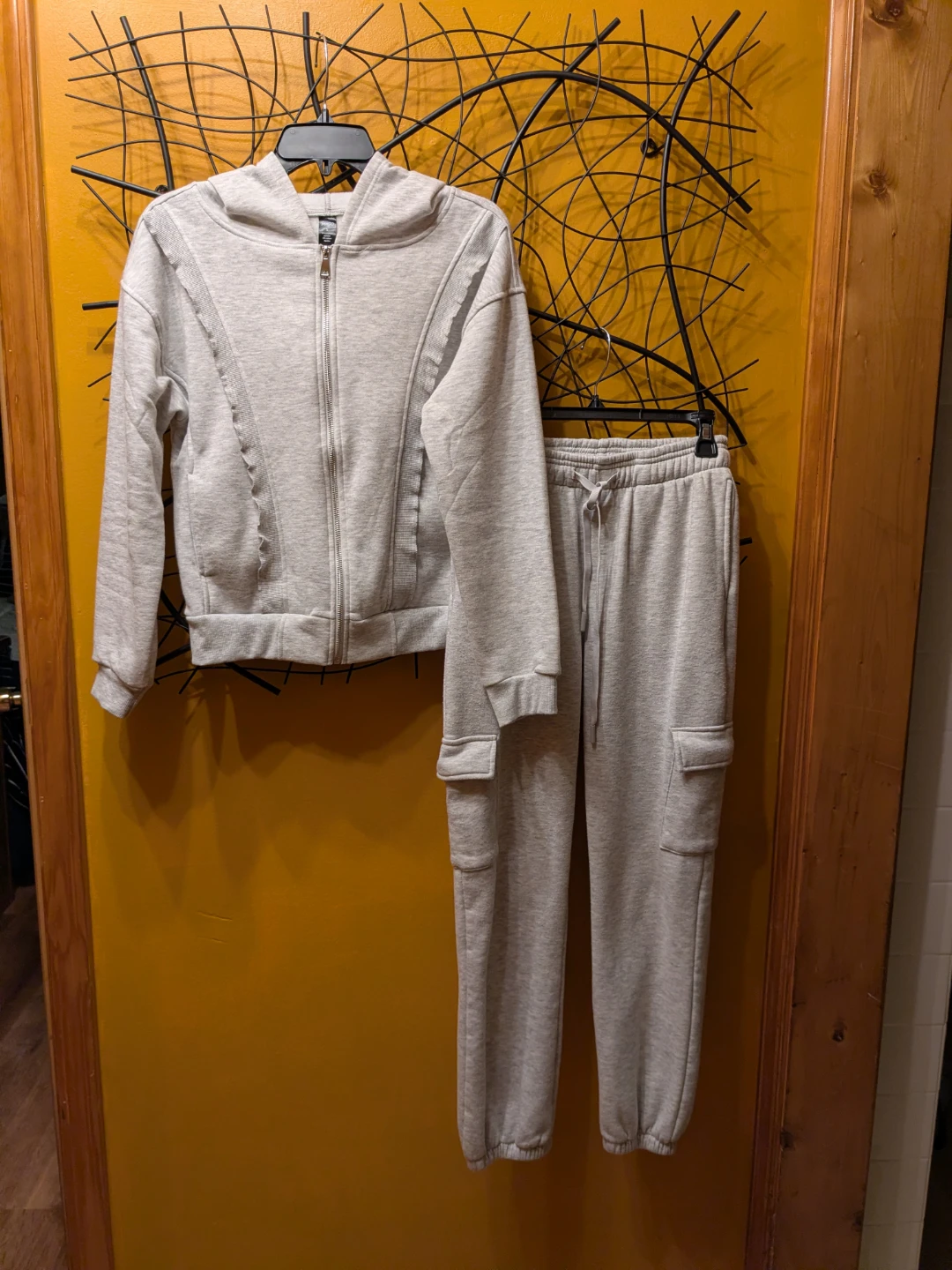 VOGO Heather Gray Zip-Up Hoodie and Cargo Jogger Sweatsuit
