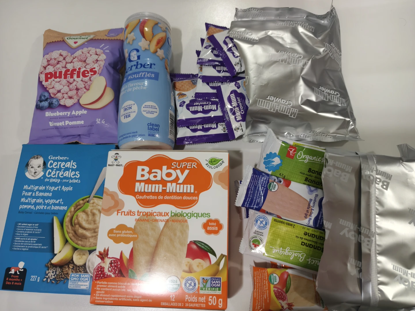 Baby Food Bundle: Gerber Puffs, Cereals & Baby Mum-Mum Cookies
