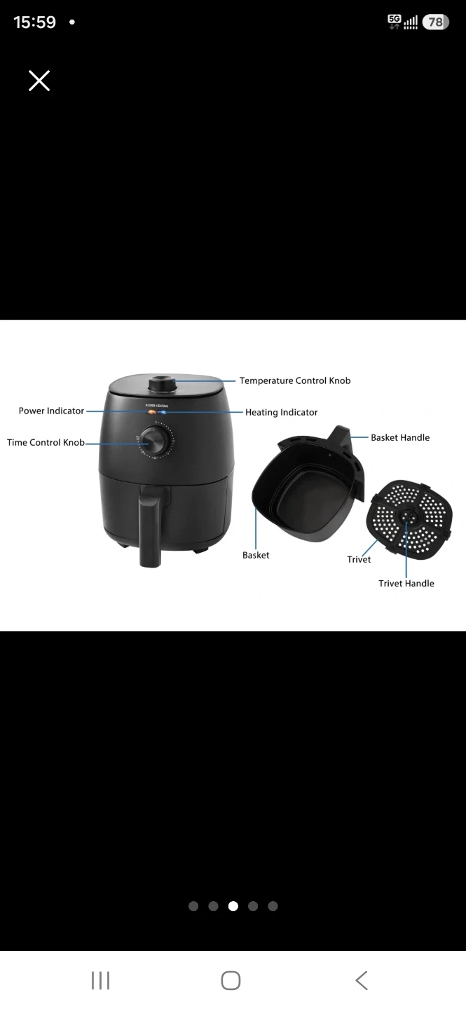 2.2QT Black Compact Air Fryer - photo 3