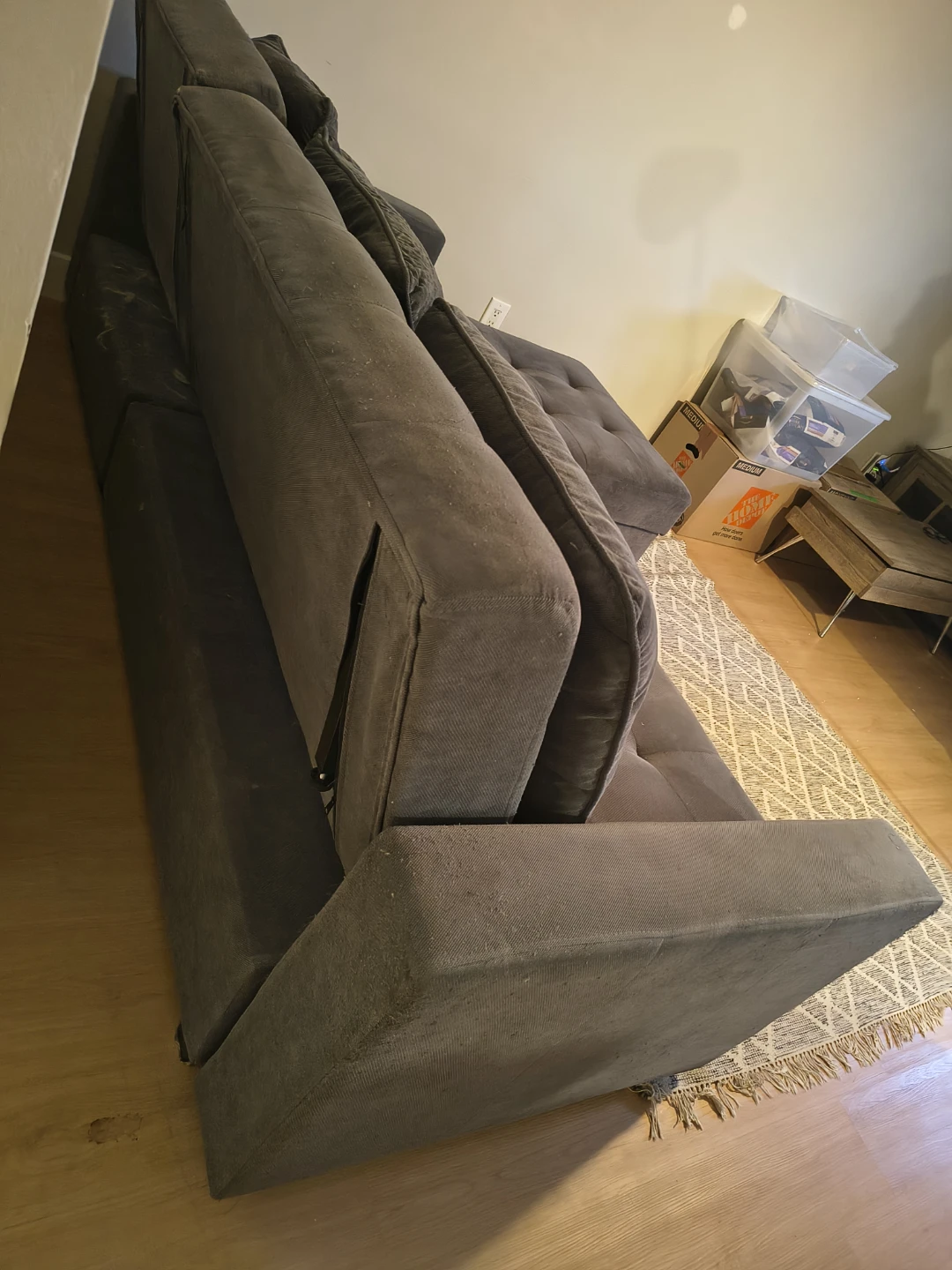 Large Grey Sectional Sofa with Pull-Out Bed and Storage - photo 5