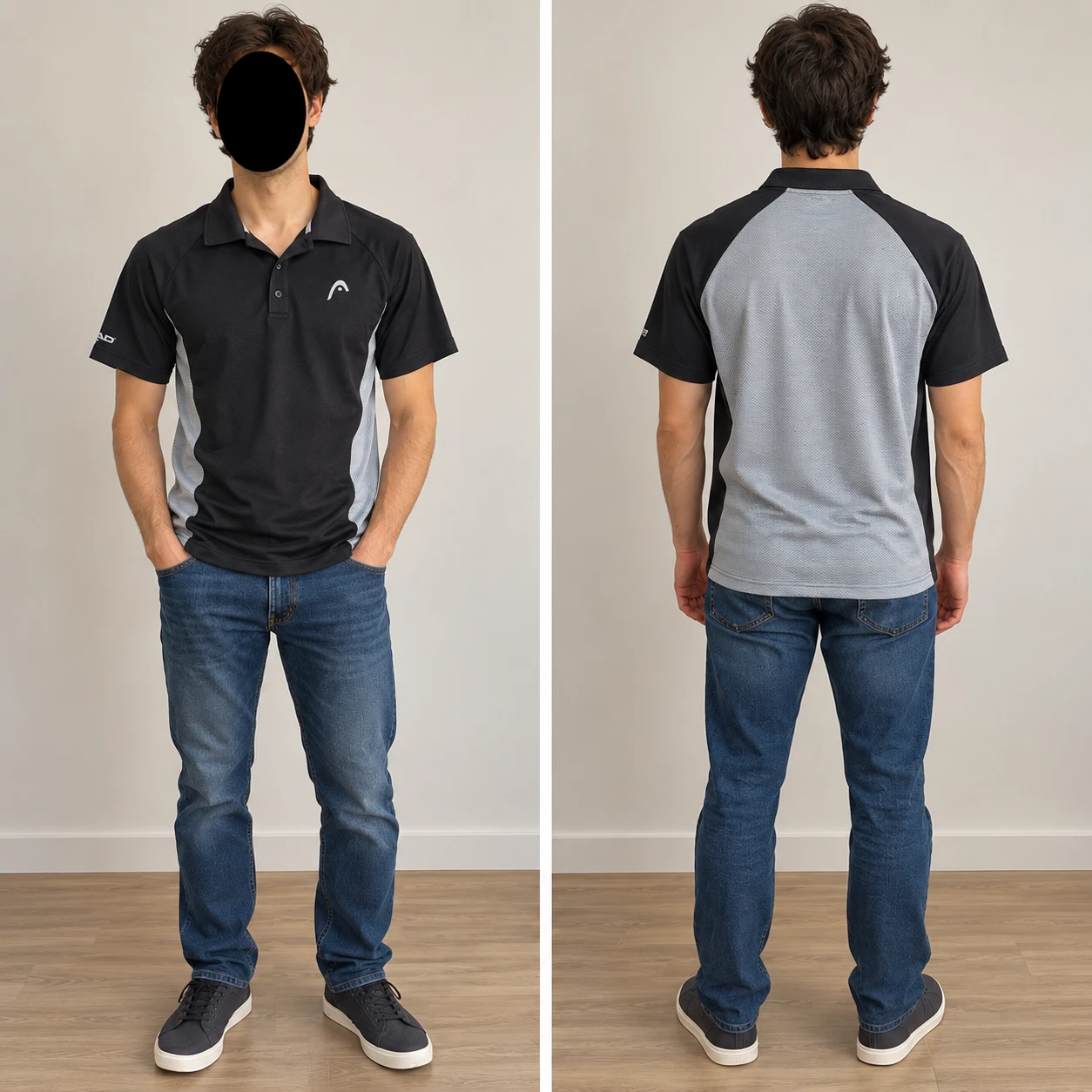 Size M Head Black Polo Shirt T-Shirt tshirt