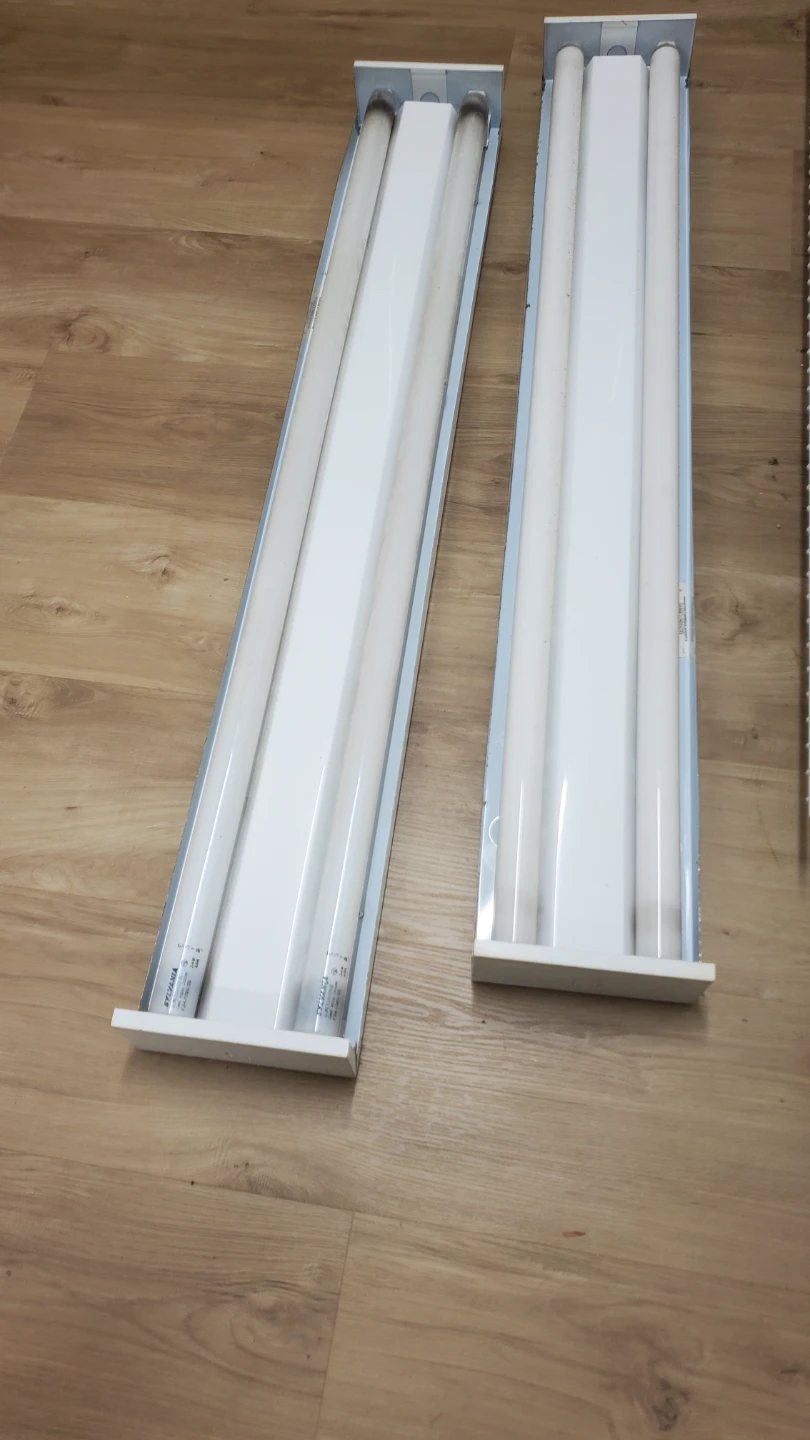 Two Lithonia Lighting Fluorescent Shop Lights