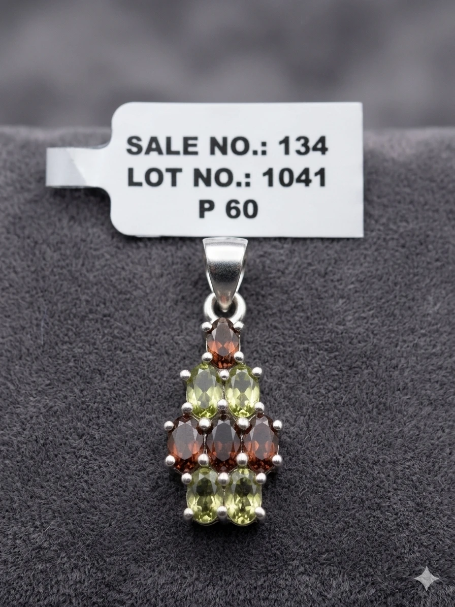 Fine Estate Multi-Gemstone Cluster Pendant - Sterling Silver 925 - photo 2