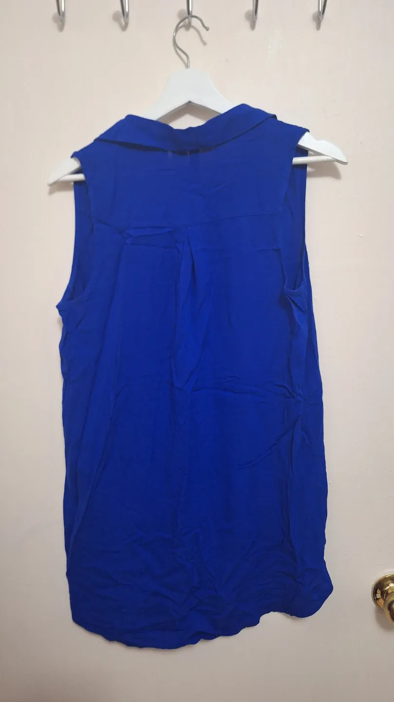 H&M Divided Royal Blue Sleeveless Button Up Shirt - photo 2