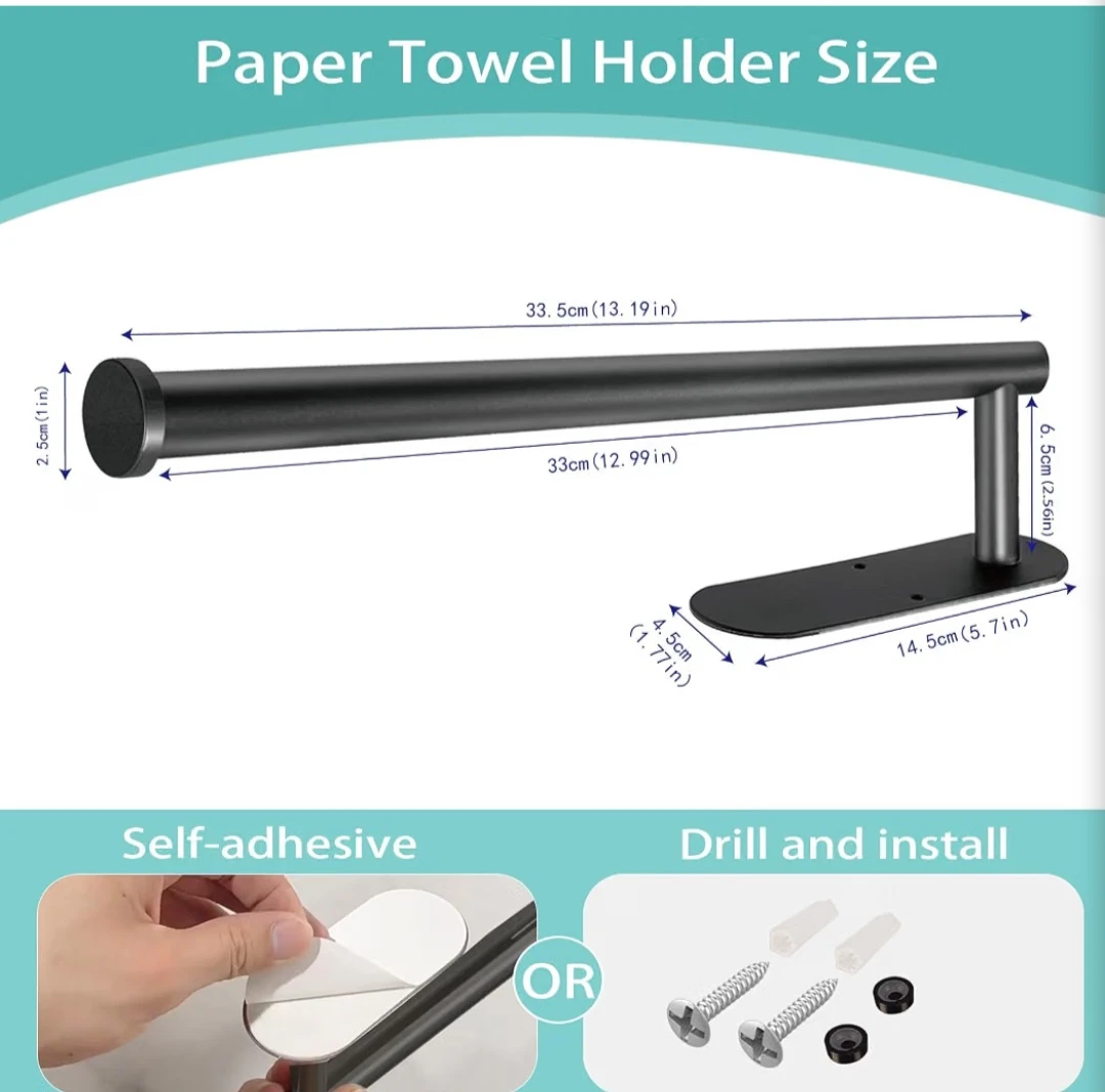 Wall-Mounted Matte Black Paper Towel Holder