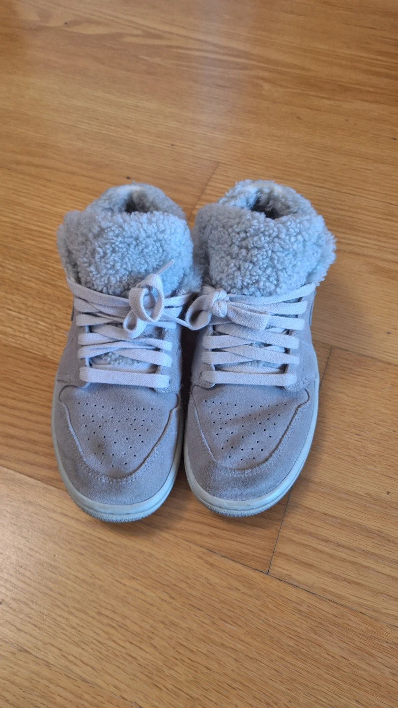 Nike Jordan 1 Low Grey Faux Fur Sneakers US 7.5
